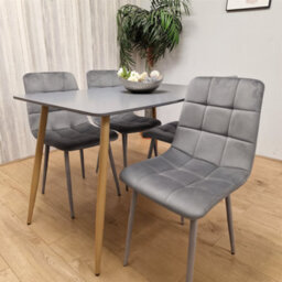 Kosy Koala Modern Rectangle Dark Grey Dining Table Set With 4 Grey Velvet Chairs Dining Room Furniture - thumbnail 2