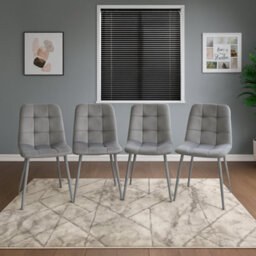 Kosy Koala Modern Rectangle Dark Grey Dining Table Set With 4 Grey Velvet Chairs Dining Room Furniture - thumbnail 6