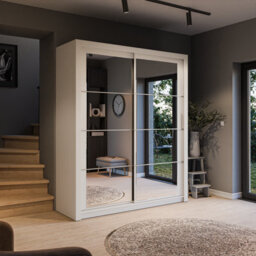 Arte Lux Iii Modern Sliding Door Mirrored Wardrobe (H2150mm W1810mm D600mm) - White Matt - thumbnail 1