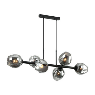 Luminosa Lighting Luminosa Modern Hanging Pendant Black, Smoky 6 Light  With Graphite Smoky Shade, E27