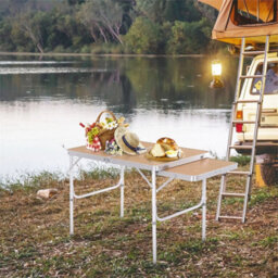 3Ft Aluminium Picnic Table W/side Desktop Outdoor Bbq Party Portable - thumbnail 4
