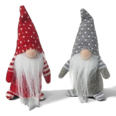 Heaven Sends Christmas Set Of Two Miniature Gonk Decorations, 15 X 8 Cm - Red And Grey Pair
