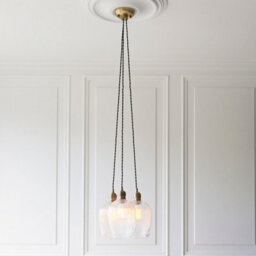 Luminosa Lighting Luminosa Livorno Cluster Pendant Ceiling Light Antique Brass Plate & Clear Ribbed Glass 3 X 10W Led E27 - thumbnail 2