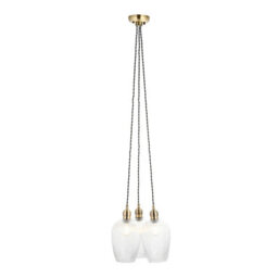 Luminosa Lighting Luminosa Livorno Cluster Pendant Ceiling Light Antique Brass Plate & Clear Ribbed Glass 3 X 10W Led E27 - thumbnail 1