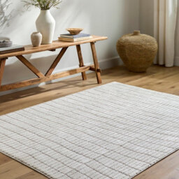 Livabliss Our Pnw Home Cascade-Modern Ivory Taupe Graphic High Pile Living Dining Bedroom Rug 160 X 213 Cm Easy Care, Non Shedding - thumbnail 2