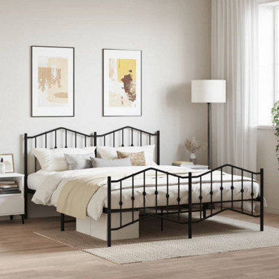 Berkfield Metal Bed Frame Without Mattress With Footboard Black 183X213Cm - image 1
