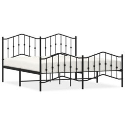 Berkfield Metal Bed Frame Without Mattress With Footboard Black 183X213Cm - thumbnail 2