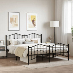 Berkfield Metal Bed Frame Without Mattress With Footboard Black 183X213Cm - thumbnail 1