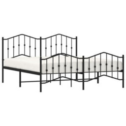 Berkfield Metal Bed Frame Without Mattress With Footboard Black 183X213Cm - thumbnail 3