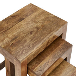 Elm Home And Garden Solid Dark Brown Wood Nest Of 3 Three Tables H50 X W45 X D34Cm - thumbnail 5