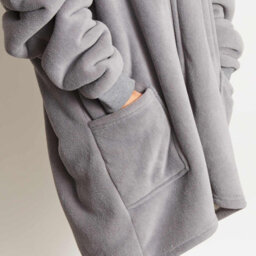 Ohs Oversized Sherpa Fleece Zip Up Wearable Hooded Jumper, One Size, Charcoal - thumbnail 2