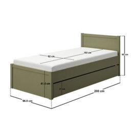 Flair Oli Single Wooden Bed With Drawers Olive Green - thumbnail 6