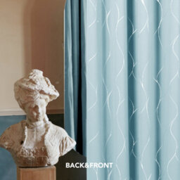 Deconovo Blackout Eyelet Curtains, Thermal Insulated Wave Line Foil Printed Ring Top Curtains, W52 X L63 Inch, Sky Blue, One Pair - thumbnail 6