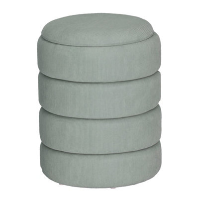 Urbn-Living Urbnliving Height 45.5Cm Soft Velvet Round Light Grey Ottoman Storage Pouffe Footstool Dressing Vanity Chair - image 1