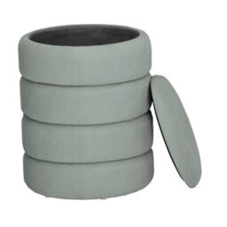 Urbn-Living Urbnliving Height 45.5Cm Soft Velvet Round Light Grey Ottoman Storage Pouffe Footstool Dressing Vanity Chair - thumbnail 2