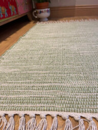Second Nature Online Hush Hand Loomed Soft Cotton Rug In Muted Colours / 120 X 180 Cm / Pale Green - thumbnail 1