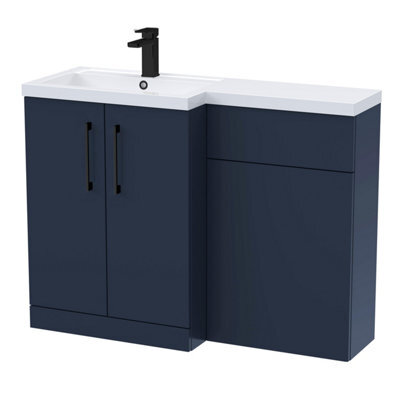 Balterley Dark Blue Bathroom Vanity Unit With Basin & Wc, Black Handles ...