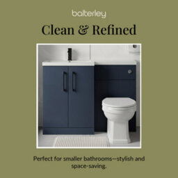 Balterley Left-Hand Bathroom Vanity And Wc Unit Combination With Basin - 1100mm - Satin Dark Blue With Black Handles - thumbnail 7
