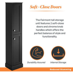 Plum&clay Fairmont Black Traditional Floor Standing Bathroom Storage Cabinet Tall Storage Unit - thumbnail 3