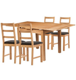 Hallowood Furniture Waverly Oak Small Extending Table With 4 Ladder Back Oak Chair With Charcoal Seat Pads - thumbnail 8