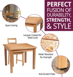 Hallowood Furniture Waverly Oak Small Extending Table With 4 Ladder Back Oak Chair With Charcoal Seat Pads - thumbnail 2