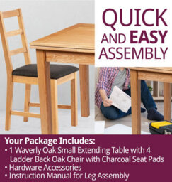 Hallowood Furniture Waverly Oak Small Extending Table With 4 Ladder Back Oak Chair With Charcoal Seat Pads - thumbnail 7
