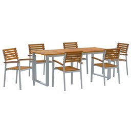 Berkfield Modern Garden Dining Set 7 Pcs Grey And Brown Solid Acacia Wood