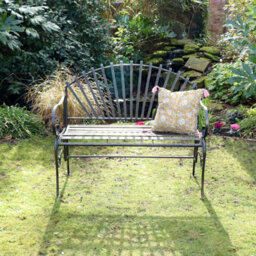 Melody Maison Large Ornate Black Metal Garden Bench 103Cm - thumbnail 6