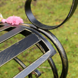 Melody Maison Large Ornate Black Metal Garden Bench 103Cm - thumbnail 5
