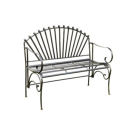 Melody Maison Large Ornate Black Metal Garden Bench 103Cm - thumbnail 8