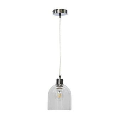 First Choice Lighting Belten - Clear Glass Cloche With Chrome Pendant Fitting - image 1
