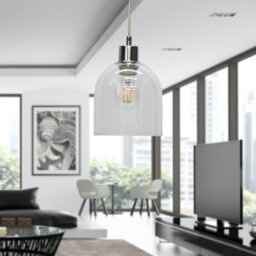 First Choice Lighting Belten - Clear Glass Cloche With Chrome Pendant Fitting - thumbnail 3