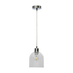 First Choice Lighting Belten - Clear Glass Cloche With Chrome Pendant Fitting - thumbnail 1