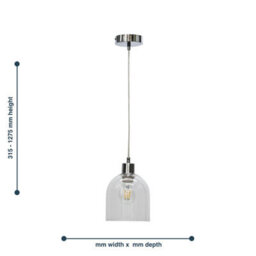 First Choice Lighting Belten - Clear Glass Cloche With Chrome Pendant Fitting - thumbnail 5