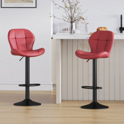 MCC Direct Set Of 2 Height Adjustable Kitchen Bar Stool Breakfast Chairs With Footrest Red - Stella - thumbnail 5