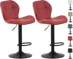 MCC Direct Set Of 2 Height Adjustable Kitchen Bar Stool Breakfast Chairs With Footrest Red - Stella - thumbnail 1