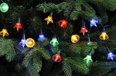 Festive 20 Multi Colour Timer Traditional Flower Fairy Christmas Lights Battery Operated
