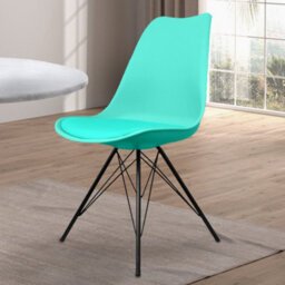 Fusion Living Soho Aqua Plastic Dining Chair With Black Metal Legs - thumbnail 2