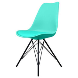 Fusion Living Soho Aqua Plastic Dining Chair With Black Metal Legs