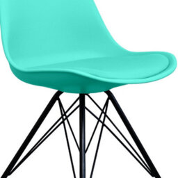 Fusion Living Soho Aqua Plastic Dining Chair With Black Metal Legs - thumbnail 3