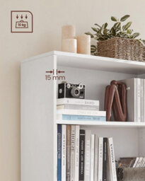 Songmics 3 Tier Bookcase Shelving Unit, Stand Shelf, Book Rack, Storage Shelf, Scandinavian Style, White - thumbnail 5