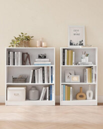 Songmics 3 Tier Bookcase Shelving Unit, Stand Shelf, Book Rack, Storage Shelf, Scandinavian Style, White - thumbnail 6