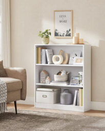 Songmics 3 Tier Bookcase Shelving Unit, Stand Shelf, Book Rack, Storage Shelf, Scandinavian Style, White - thumbnail 1