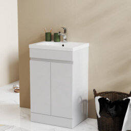 Probaty Bathrooms Vanity Unit Matte White Mdf,500X385X800mm,freestanding,detachable,2 Doors With Ceramic Basin - thumbnail 2