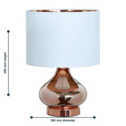 Set Of 2 Modern Gold Glass Table Lamp Bedside Lights White Shades 40Cm Height - thumbnail 2