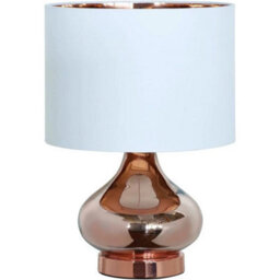 Set Of 2 Modern Gold Glass Table Lamp Bedside Lights White Shades 40Cm Height - thumbnail 5
