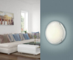 Eglo Planet 1 Chrome And White Metal And Glass Semi Sphere Flush Wall Light,  (D) 8.5Cm