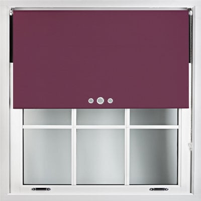 Furnished Blackout Roller Blinds With Triple Round Eyelets & Metal Fittings - Aubergine (W)105Cm (L)210Cm