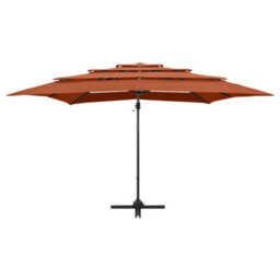 Walplus 4-Tier Garden Parasol With Aluminium Pole Terracotta 250X250 Cm - thumbnail 3