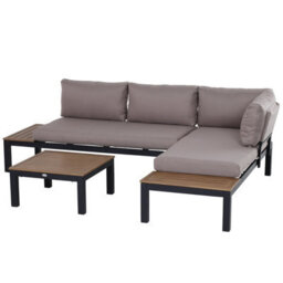 Wyld Haus Maha 3-Piece Corner Garden Sofa Set - 2-Seater, Chaise, Square Coffee Table, Yellow & Grey - thumbnail 2